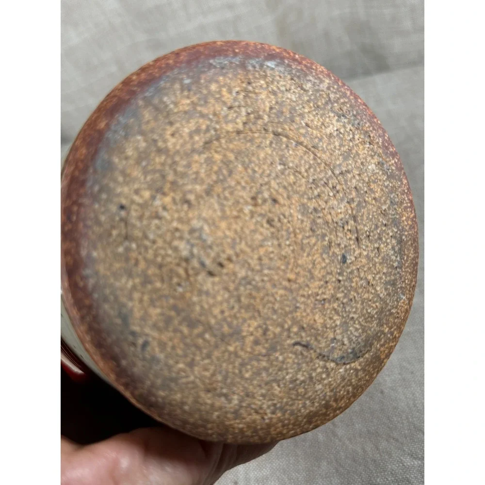 Studio Pottery Canister Good Vintage Signed Stoneware Jar with Cork Stopper